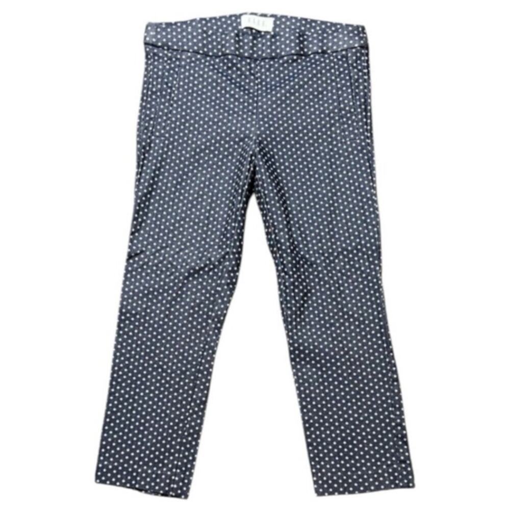 Elle Navy Polka Dot Pull On Capri Pants Stretch Capri - S